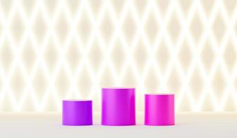 Three gradient color platform on white pattern lighting background, Minimal background for product presentation or branding. 3d rendering photo