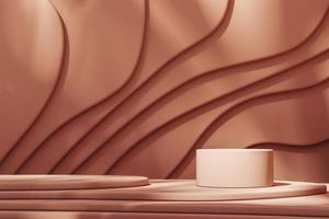 cylinder platform on curve stacked free form panel background, abstract background for presentation or branding. 3d rendering photo