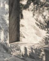 sombra de sombrilla en la pared de mármol blanco, fondo mínimo para la presentación. foto