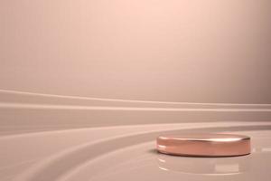 shiny champagne circle base in the champagne curve scene, abstract mockup for cosmetic or product presentation. photo