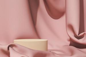 The beige platform on pink fabric, Abstract background for branding or product presentation. 3d rendering photo