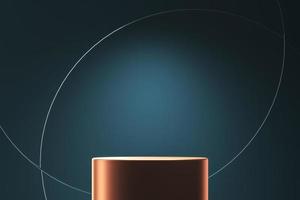 Brown shiny podium on blue abstrct mockup background, abstract background for product presentation or ads. 3d rendering photo