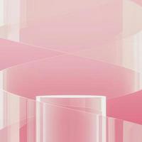 Pink cylindrical podium and glass curve background, minimal abstract background for product presentation. 3d rendering photo