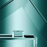 Glass platform on gradient blue background, Background for product presentation. 3d rendering photo