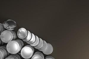 Mockup stack of silver coins. For crypto currency market, token exchange promoting, advertising purpose. 3d rendering photo