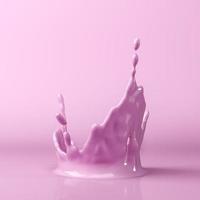 Pink liquid splash in pink scene, abstract mockup background for presentation. 3d rendering photo