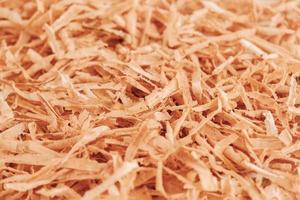 Wood shavings as background texture. Copy, empty space for text photo