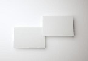 3D Illustration. Mockup of two blank white business cards. Business card design template. photo