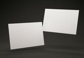 3D Illustration. Mockup of two blank white business cards. Business card design template. photo