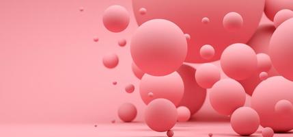 3D Illustration. Abstract background with pink spheres with different sizes. Modern background design. photo