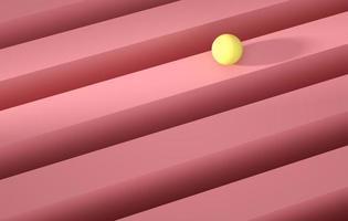 Geometric yellow sphere rolling over a pink stripe. Abstract background concept, 3d render photo