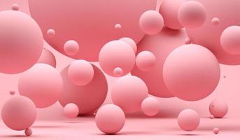 Abstract background with pink spheres with different sizes. Modern background design. 3d render photo
