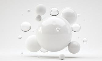 3D Illustration. Shiny balls with different size on pink color background. Abstract background concept. photo