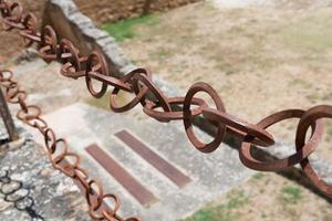 Beautiful iron chain used as railings in Frias Castle, Merindades, Burgos, Spain photo