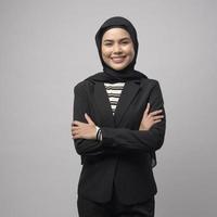 Beautiful business woman with hijab portrait on white background photo