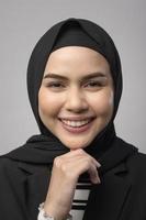 Beautiful business woman with hijab portrait on white background photo