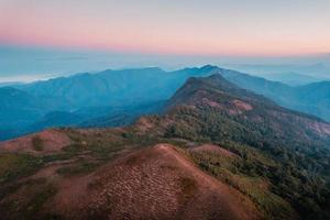 early morning mountain from above before sunrise photo