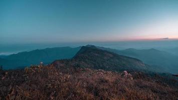 the morning before sunrise on the mountain,early morning blue hour photo