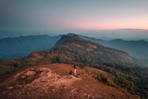 early morning mountain from above before sunrise photo