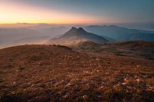 the morning before sunrise on the mountain,early morning blue hour photo