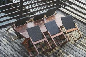 Closing chairs of a restaurant photo