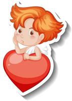 Cupid boy with heart in cartoon style vector