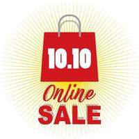 10.10 Online Sale banner with red shopping bag vector