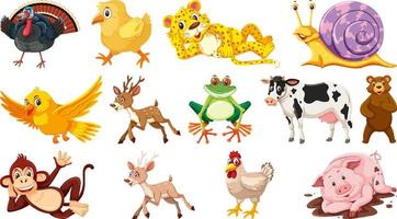 Set of various animals on white background vector