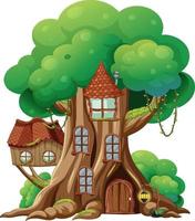 Isolated fantasy tree house on white background vector