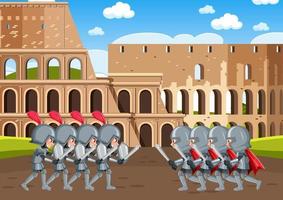 Medieval scene with armor knights fighting vector