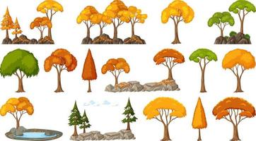 Set of four seasons trees on white background vector