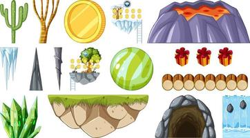 Set of isolated fantasy space game objects and elements vector