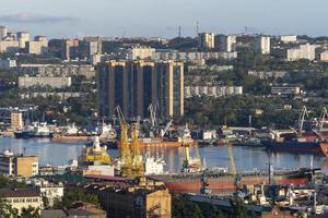 Vladivostok, Russia-September 19, 2021-Urban landscape with a view of the Golden Horn Bay