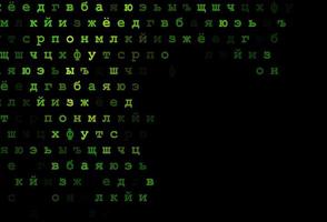 Dark green vector layout with latin alphabet.