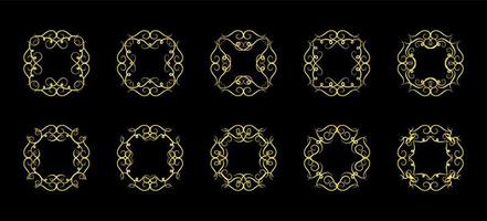 Gold Borders Elements Set Collection, ornament Vector