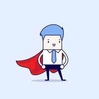 Super Businessman. Cartoon character thin line style vector. vector