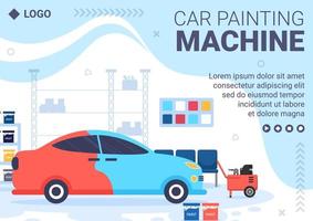 Car Painting Machine Brochure Template Flat Illustration Editable of Square Background Suitable for Social media or Web Internet Ads vector