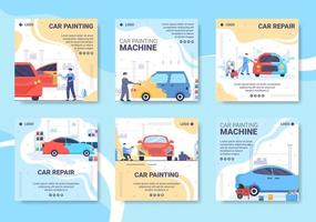 Car Painting Machine Post Template Flat Illustration Editable of Square Background Suitable for Social media or Web Internet Ads vector