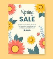 Spring Sale with Blossom Flowers Poster Template Flat Design Illustration Editable of Square Background for Social Media or Greeting Card vector