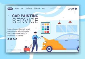 Car Painting Machine Landing Page Template Flat Illustration Editable of Square Background Suitable for Social media or Web Internet Ads vector