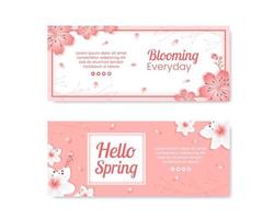 primavera con flor sakura flores plantilla de banner ilustración plana editable de fondo cuadrado para redes sociales o tarjeta de felicitación vector