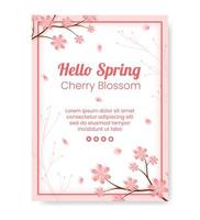 Spring with Blossom Sakura Flowers Poster Template Flat Illustration Editable of Square Background for Social Media or Greeting Card vector