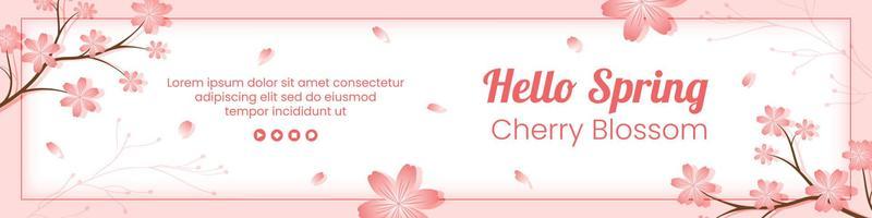 Spring with Blossom Sakura Flowers Banner Template Flat Illustration Editable of Square Background for Social Media or Greeting Card