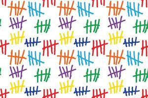 Seamless pattern Tally marks, colorful counting signs on white background. Prison wall sticks lines counter. Vector illustration.