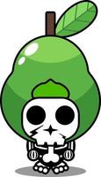 cartoon character mascot costume character cute avocado skull fruit vector