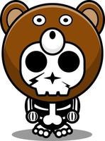 vector personaje de dibujos animados mascota disfraz cráneo humano animal lindo oso