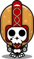 cartoon character cute hot dog human skull mascot costume character vector