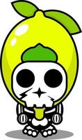 vector cartoon character cute lemon fruit skull mascot costume character