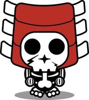 personaje de dibujos animados de vector traje de mascota cráneo humano comida lindas costillas a la parrilla