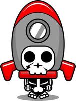 cute space rocket skull human mascot costume character cartoon vector